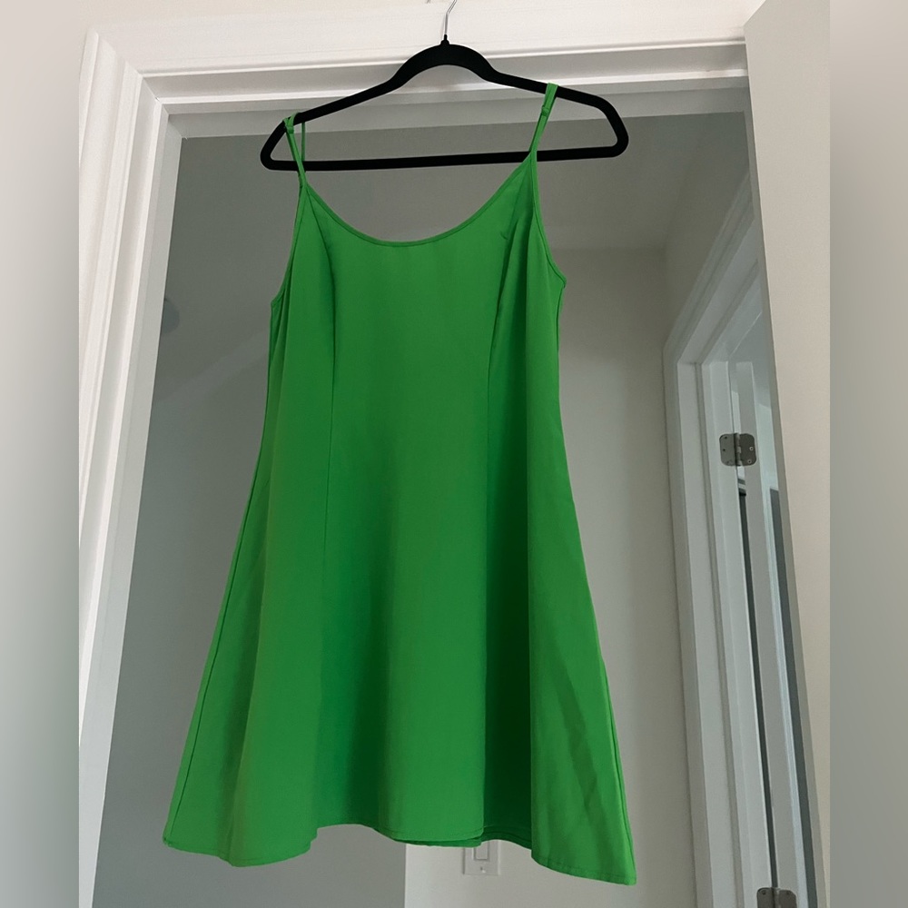 Zara fit and flare dress in apple green